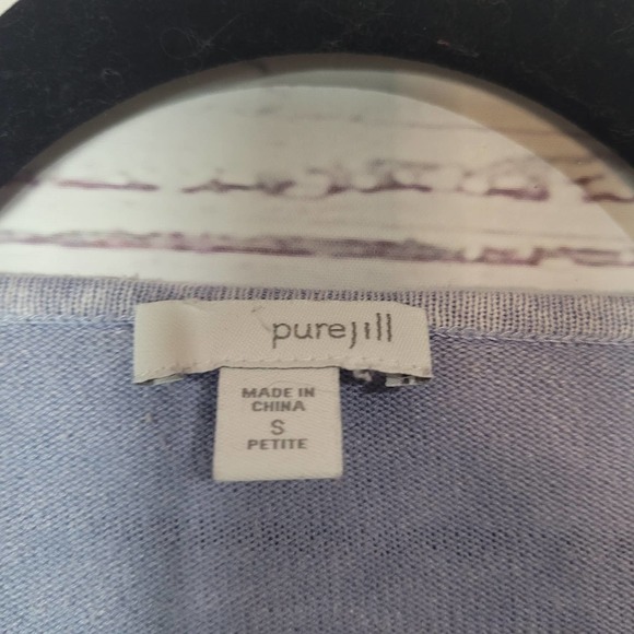 Pure Jill Blue Crew Neck Long Sleeve Pullover Sweater Linen Blend Small Petite - Picture 4 of 5